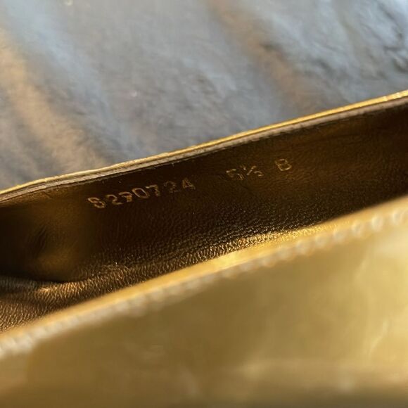 Stuart Weitzman Square Toe Metallic Gold Pumps - Picture 7 of 7